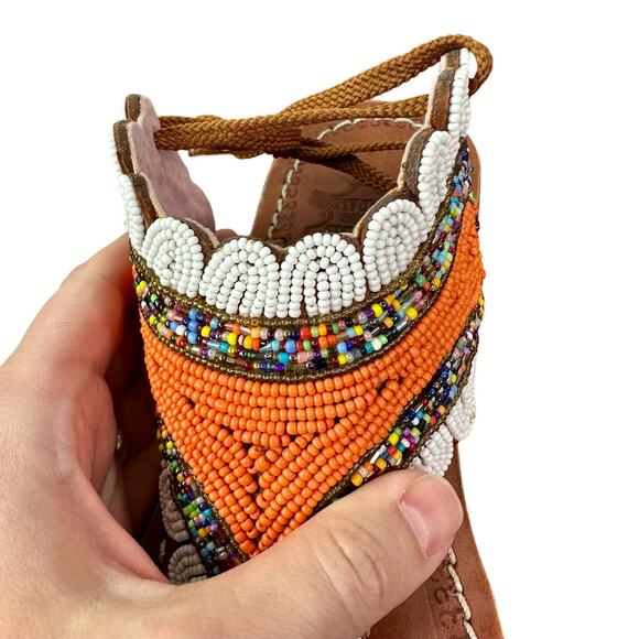 Rose Sandals Women's EU 42 US 11-11.5 Multicolored Beaded Thong Sandals - Picture 5 of 8